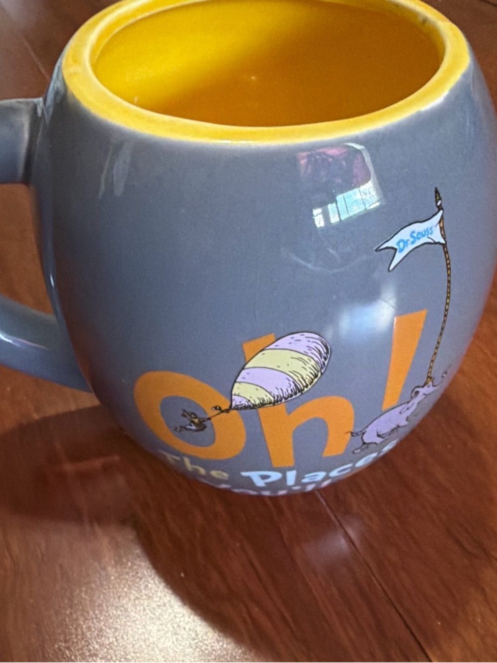 Dr. Seuss Gray & Yellow Ceramic Mug with Colorful Illustration